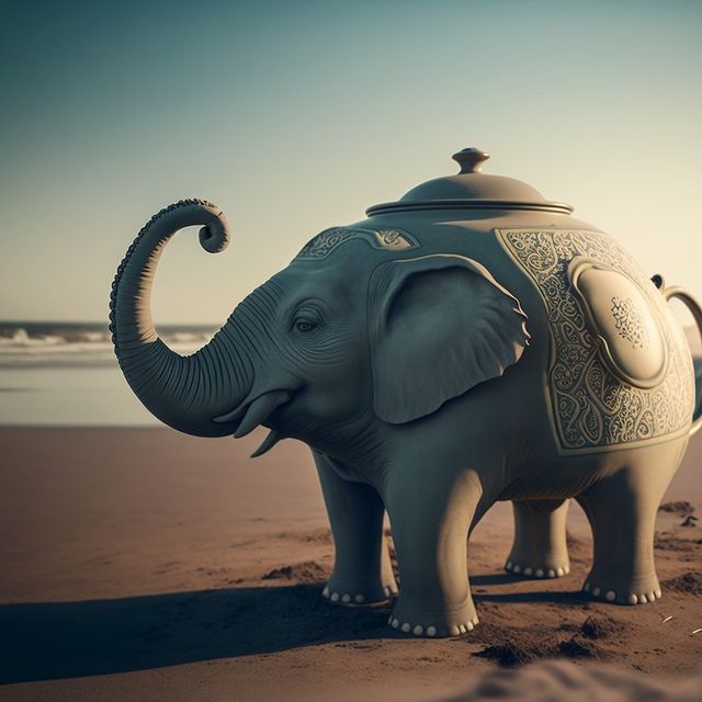 "Tea & Trunks on the Shore" is a digital illustration featuring an elephant enjoying a peaceful afternoon tea party by the shore. The beach is filled with warm sunlight, soft sand, and tranquil nature. Two statues stand nearby; trunks raised in the air in a whimsical pose. It's the perfect coastal vacation scene.➡️ Purchase this digital artwork, framed, or canvas print at the link in bio.#teaandtrunksontheshore #digitalillustration #elephantlove #elephant #teaparty #coastalscenes #coastalliving #warmsunlight #restfulafternoon #peacefulvibes #tranquilnature #calmingseascape #elephantvacation #sandybeach #softsands #midjourney #vacationgoals #travelgoals #escapetorealindulgence #coastalretreat #natureloversunite #trunksraisedhigh #elephantescape #enjoythecoast #whimsicalpose #elephantadventure #oceanicdawn #calmcoastline #oceanviews